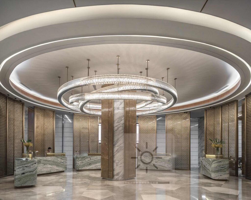 Fili Hotel’s lobby features concentric rings lighting inspired by Moalboal’s sardine run