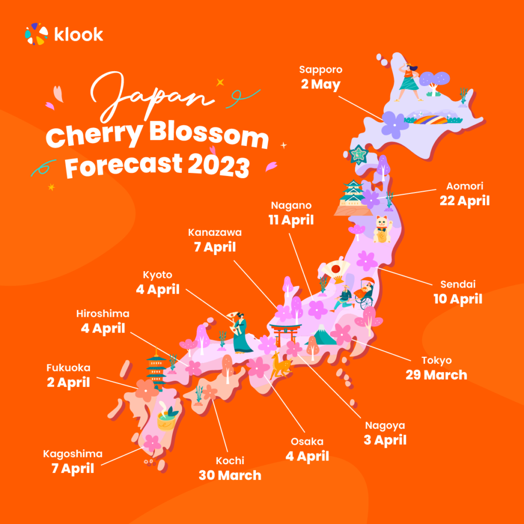 Japan cherry blossom forecast 2023