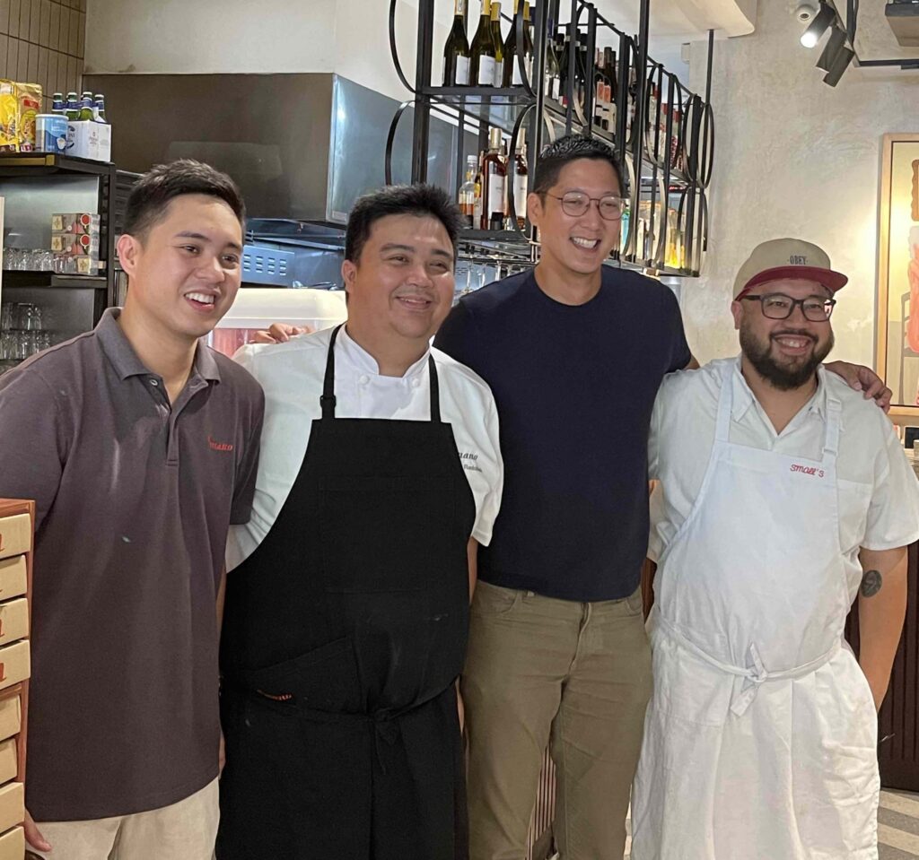 Amado Forés and chef Jonathan Redoblado of A Mano; Angelo Comsti of Asian Culinary Exchange; and chef Bjorn Shen of Small’s Singapore.