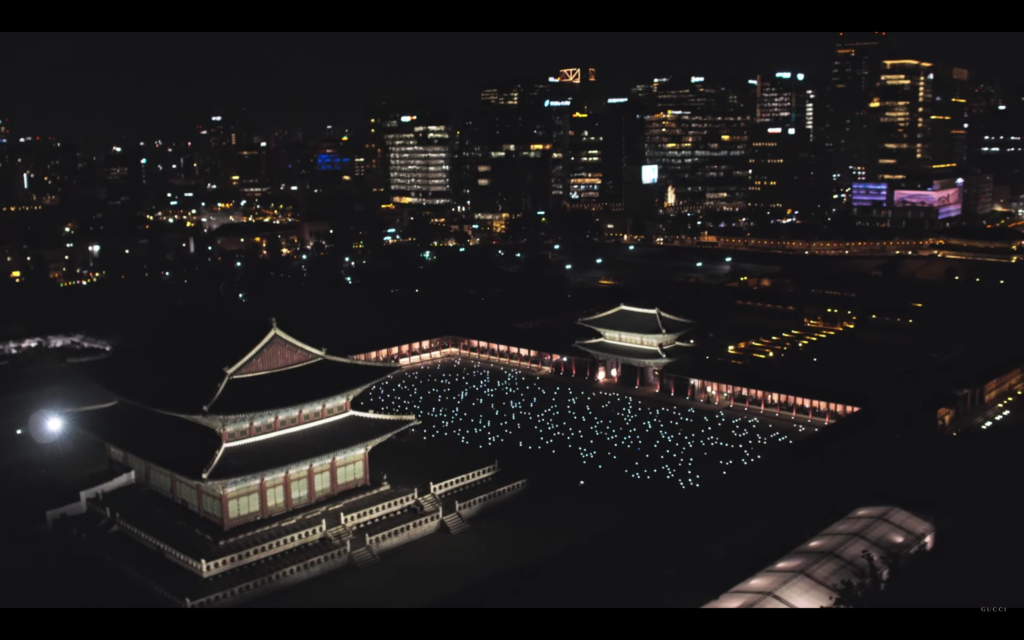 Gucci Cruise 2024 livestream showcasing Gyeongbokgung Palace at night