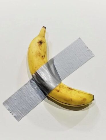duct-tape banana artwork