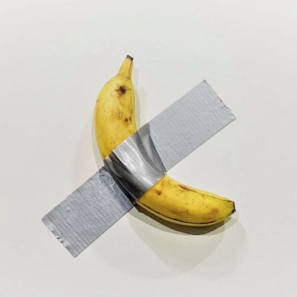 duct-tape banana artwork