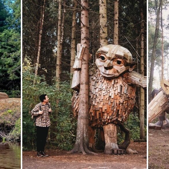 Trolls in forest by Thomas Dambo