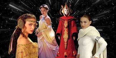 wedding dresses black and red Padme Amidala Battle Dress Star Wars Padme Cosplay Costume Halloween Outfit ACcosplay, 3XL / Female